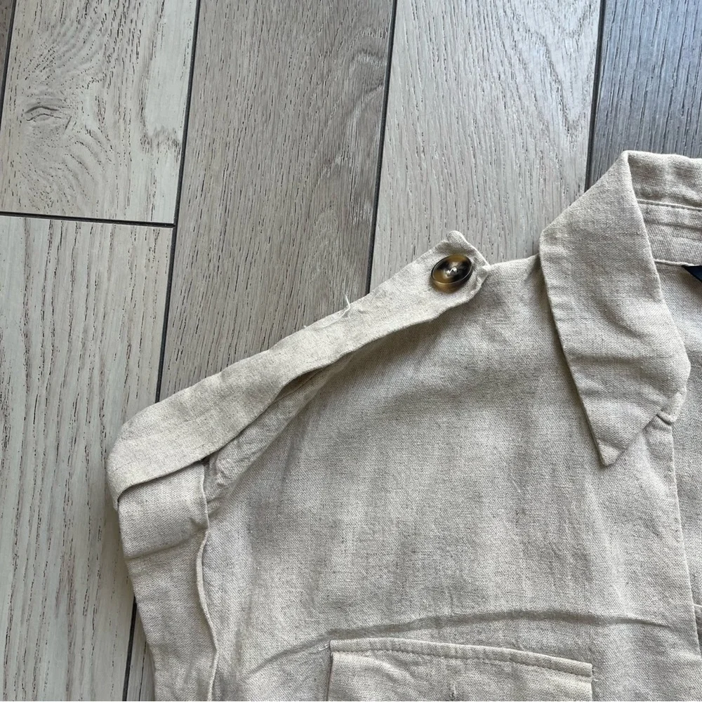 Zara linen Tan shortsleeve cargo dress